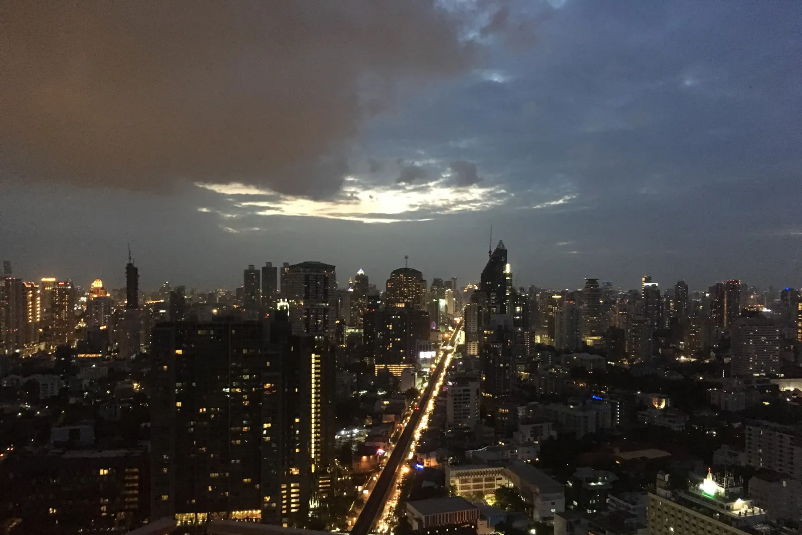 Sukhumvit's towers at dusk from Octave Rooftop Lounge and Bar in Thong Lo