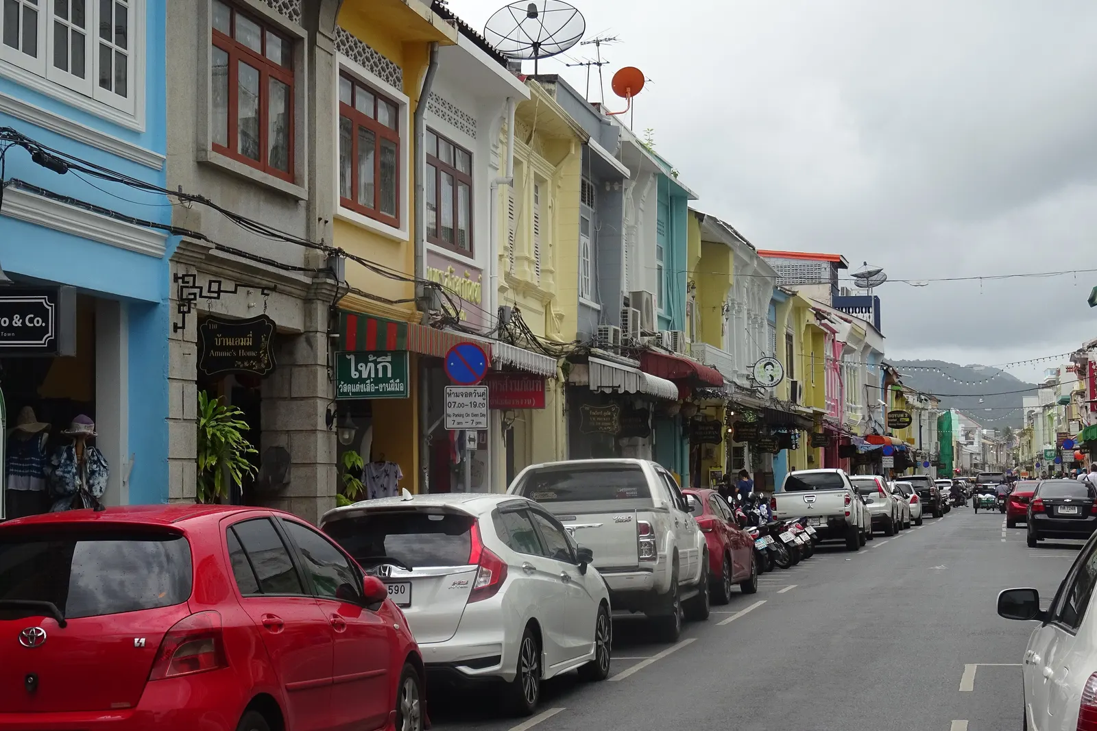 Pastel shophouses along Thalang Road in Phuket Old Town